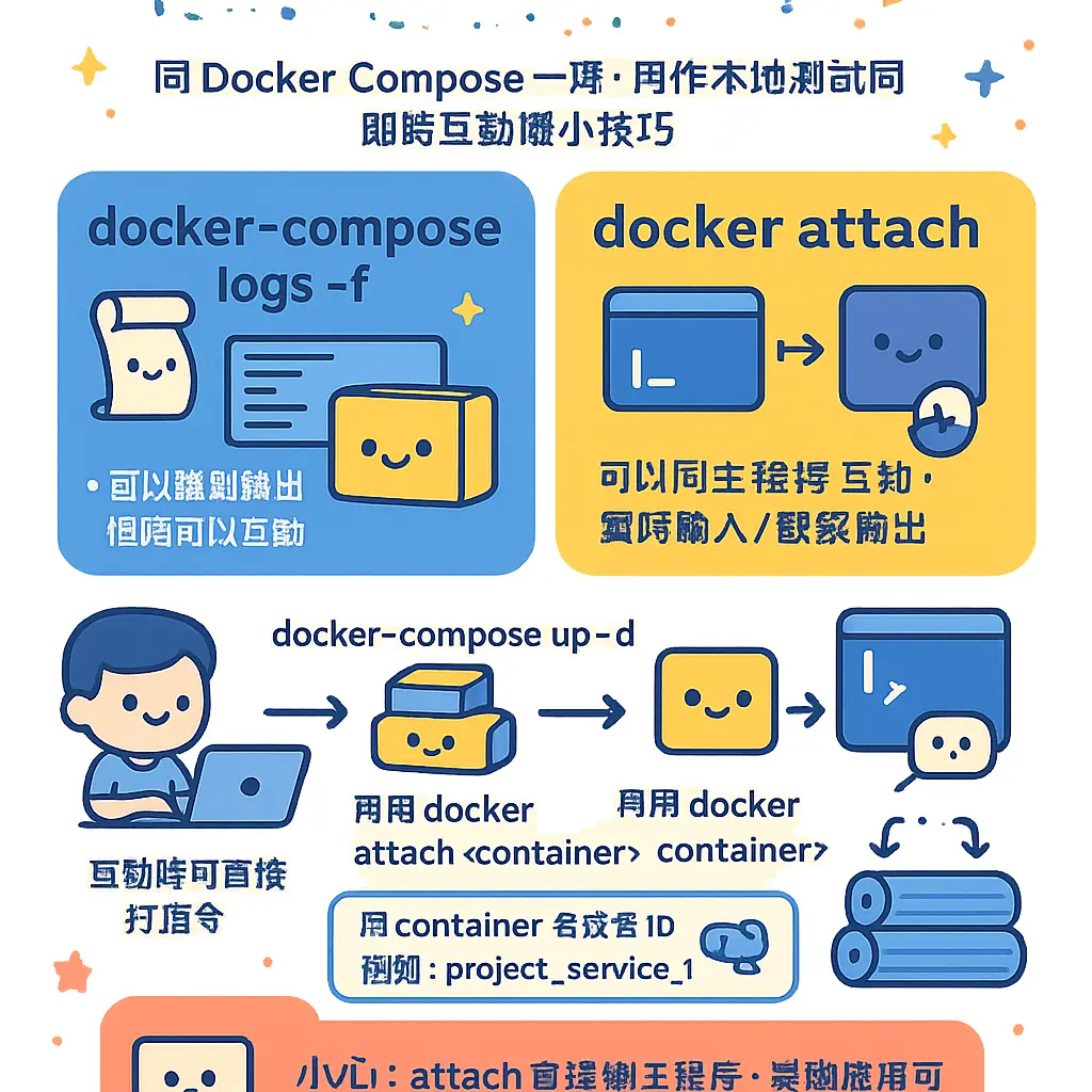 docker attach - 標準輸入輸出